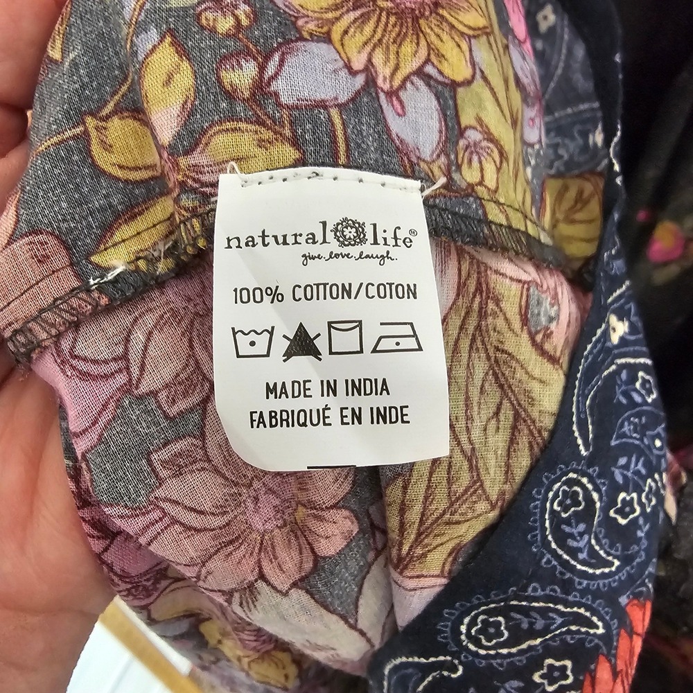 NATURAL LIFE Dark Floral Midi Dress with Pink and Yellow Accents - Picture 10 of 12